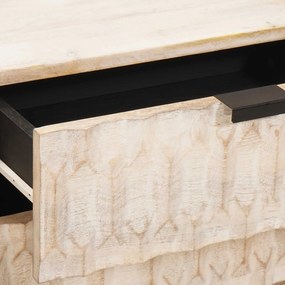 vidaXL Κομοδίνο με συρτάρι Λευκό 50 x 33 x 62 εκ. Στερεό ξύλο μάνγκο