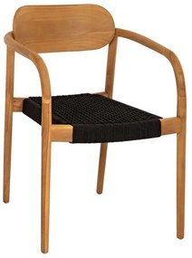Πολυθρόνα Oslo HM9636.02 55x54x80cm Ξύλο-Σχοινί Teak-Black Wood, Rope