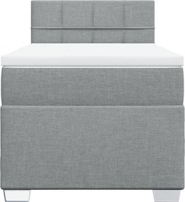 vidaXL Κρεβάτι Boxspring με Στρώμα Ανοιχτό Γκρι 80x200 εκ. Υφασμάτινο