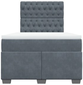 vidaXL Κρεβάτι Boxspring με Στρώμα Σκούρο Γκρι 120x200 εκ. Βελούδινο