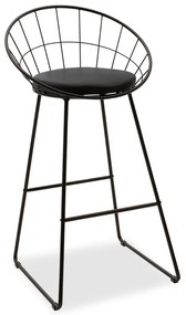 Σκαμπό μπαρ Seth pakoworld μέταλλο μαύρο-μαξιλάρι PVC μαύρο