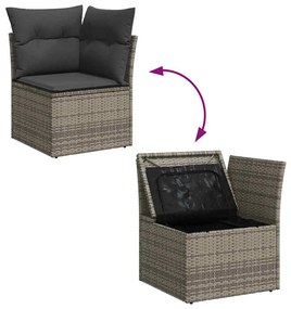 vidaXL Σετ Καναπέ Κήπου με μαξιλάρι 12 pcs Γκρι Πολυ ράταν