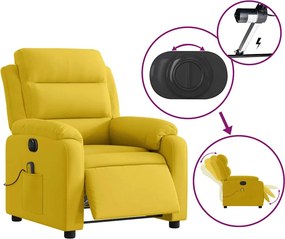 vidaXL Πολυθρόνα Μασάζ Ανακλινόμενη Ηλεκτρική Κίτρινη Βελούδινη