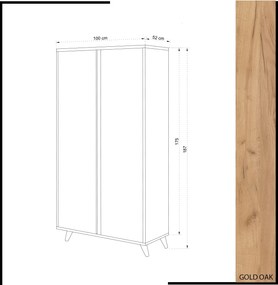 Διφυλλη Ντουλαπα Δρυς/Λευκο AJUMMA 52x100x187