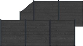 vidaXL Πάνελ Φράχτη 6 pcs WPC και Αλουμίνιο Μαύρο