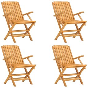 Καρέκλες Κήπου Πτυσσόμενες 4 τεμ. 61x67x90 εκ. Μασίφ Ξύλο Teak - Καφέ