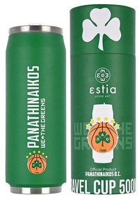 Estia 00-12335 Travel Cup Ποτήρι Θερμός με Καλαμάκι Panathinaikos BC,  500ml