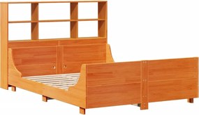 vidaXL Κρεβάτι Βιβλιοθήκη Χωρίς Στρώμα Καφέ 140x200 εκ Μασίφ Πεύκο