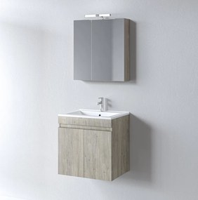 Martin Omega 60 Beige Oak - Πάγκος με Νιπτήρα &amp; Καθρέπτη