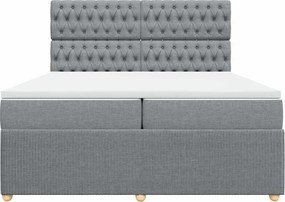 vidaXL Κρεβάτι Boxspring με Στρώμα Ανοιχτό Γκρι 200x200 εκ. Υφασμάτινο