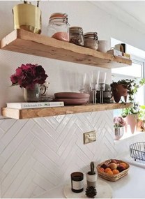 Stewehome Σετ 2 ξύλινων ραφιών τοίχου Καφέ 60x20x20 cm