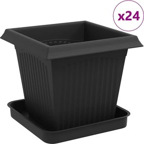 vidaXL Γλάστρες φυτών 24 τμχ. Μαύρο Πλαστικό
