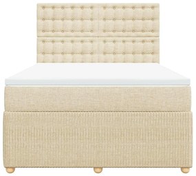 vidaXL Κρεβάτι Boxspring με Στρώμα Κρεμ 140x200 εκ. Υφασμάτινο