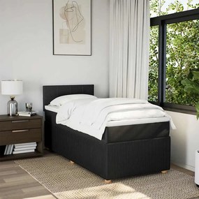 vidaXL Κρεβάτι Boxspring με Στρώμα Μαύρο 90x190 εκ.Υφασμάτινο