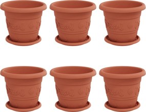 vidaXL Γλάστρες φυτών 6 pcs Κεραμιδί Ø 22 x 18 εκ Πλαστικό