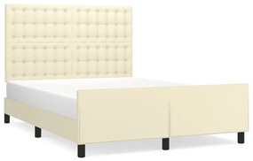 vidaXL Πλαίσιο Κρεβατιού με Κεφαλάρι Κρεμ 140x200 εκ. Συνθετικό Δέρμα