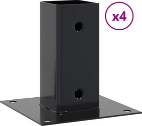 vidaXL Βάσεις στύλων τετράγωνες 4 τεμάχια Χάλυβας με επικάλυψη σκόνης