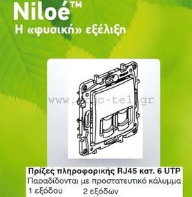 Πρίζα πληροφορικής διπλή RJ45 ΚΑΤ. 6UPT λευκή Legrand Niloe