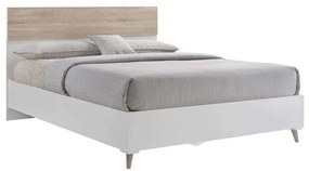 Κρεβάτι Alida Ε7348,2 Sonoma-White Διπλό Ξύλο,Ύφασμα