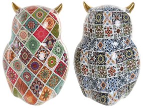 Διακοσμητική Φιγούρα Home ESPRIT Πολύχρωμο Χρυσό Κουκουβάγια Μεσογείακός (x2)