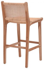 Σκαμπό μπαρ μεσαίου ύψους Sponze  teak ξύλο-φυσικό rattan σε φυσική απόχρωση 40x47x89εκ