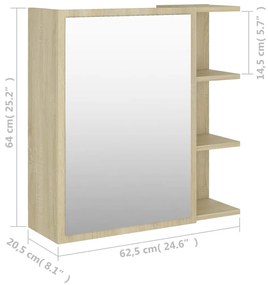 Καθρέφτης Μπάνιου Sonoma Δρυς 62,5 x 20,5 x 64 εκ. Μοριοσανίδα - Καφέ