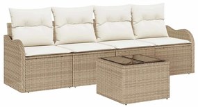 vidaXL Σετ Καναπέ Κήπου Μπεζ συνθετικό ρατάν