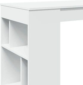 vidaXL Τραπέζι Μπαρ με Ράφια Λευκό 102 x 50 x 103,5 εκ.από Επεξ. Ξύλο