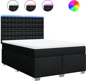 vidaXL Κρεβάτι Boxspring με Στρώμα Μαύρο 140x200 εκ. Υφασμάτινο