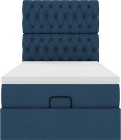 vidaXL Οθωμανικό κρεβάτι με στρώμα μπλε 90x200cm ύφασμα