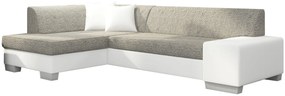 Γωνιακός καναπές Firminio-Αριστερή-Λευκό - Γκρι