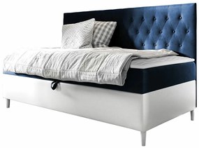 Κρεβάτι continental Baltimore 166, Μονόκλινο, Continental, Μπλε, 100x200, Οικολογικό δέρμα, Ταπισερί, Τάβλες για Κρεβάτι, 108x202x115cm, 83 kg