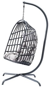Κρεμαστή πολυθρόνα Comfivo 316, 200x92x115cm, 24 kg, Σκούρο γκρι, Γκρι, Μέταλλο, Πλαστικό ψάθινο, Ταπισερί, Μαξιλάρι καθίσματος: Ναι | Epipla1.gr