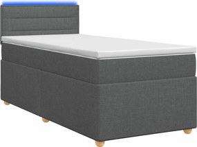 vidaXL Κρεβάτι box spring με στρώμα Σκούρο Γκρι 90 x 200 cm Ύφασμα