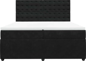vidaXL Κρεβάτι Boxspring με Στρώμα Μαύρο 200x200 εκ. Βελούδινο