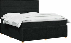 vidaXL Κρεβάτι box spring με στρώμα Μαύρο 180 x 200 cm Ύφασμα