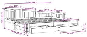 Καναπές Κρεβάτι Συρόμενος Χωρίς Στρώμα 90x190 εκ. &amp; Συρτάρια - Καφέ