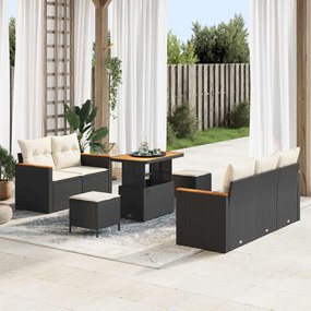 vidaXL Σετ Καναπέ Κήπου 8 pcs Μαύρο συνθετικό ρατάν