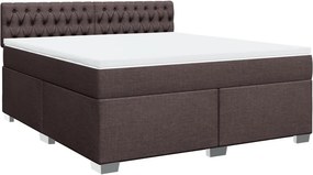 vidaXL Κρεβάτι Boxspring με Στρώμα Σκούρο Καφέ 180x200 εκ Υφασμάτινο