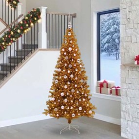 vidaXL Χριστουγεννιάτικο Δέντρο με 300 LED με βάση Χρυσό 240 cm PET