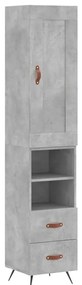 vidaXL Ντουλάπι Γκρι Σκυροδέματος 34,5x34x180 εκ. Επεξεργασμένο Ξύλο