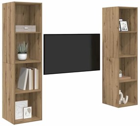 vidaXL Ντουλάπι TV 2 pcs Καφέ 37 x 37 x 142.5 εκ Επεξεργασμένο ξύλο