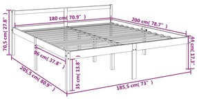 Κρεβάτι Ηλικιωμένων Λευκό 180x200εκ Μασίφ Πεύκο Super King Size - Λευκό