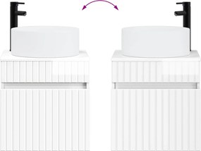 vidaXL Επιτοίχιος νιπτήρας βανίλιας Γυαλιστερό Λευκό