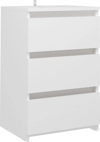 vidaXL Κομοδίνο Λευκό 40 x 35 x 62,5 εκ. από Επεξ. Ξύλο