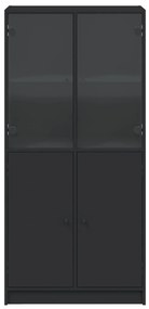 vidaXL Ντουλάπα με Πόρτες Μαύρο 68x37x142 εκ. Επεξεργασμένο Ξύλο