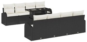 vidaXL Σετ Καναπέ Κήπου με μαξιλάρι 7 pcs Μαύρο Πολυ ράταν