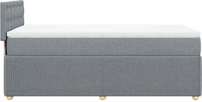vidaXL Κρεβάτι Boxspring με Στρώμα Ανοιχτό Γκρι 90x200 εκ. Υφασμάτινο