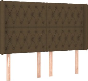 vidaXL Κρεβάτι Boxspring με Στρώμα &amp; LED Σκ.Καφέ 160x200εκ. Υφασμάτινο