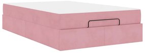 vidaXL Σκελετός κρεβατιού με στρώμα με στρώμα 2 pcs Ροζ Βελούδο